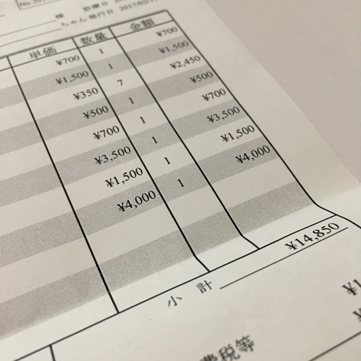 動物病院受診の料金明細